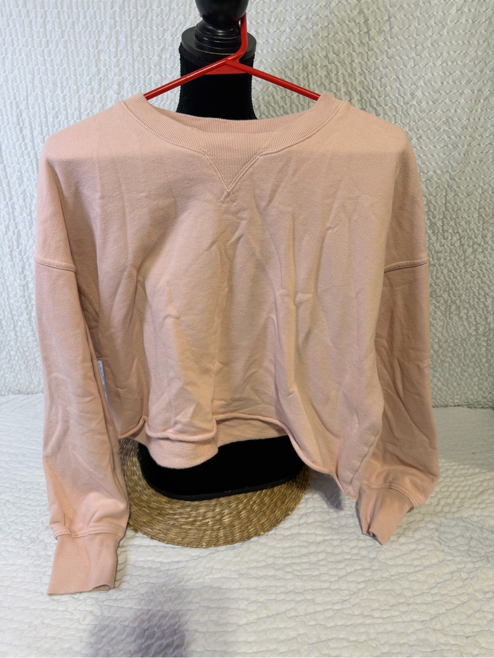 aerie Light Pink Cropped Crew Sweatshirt